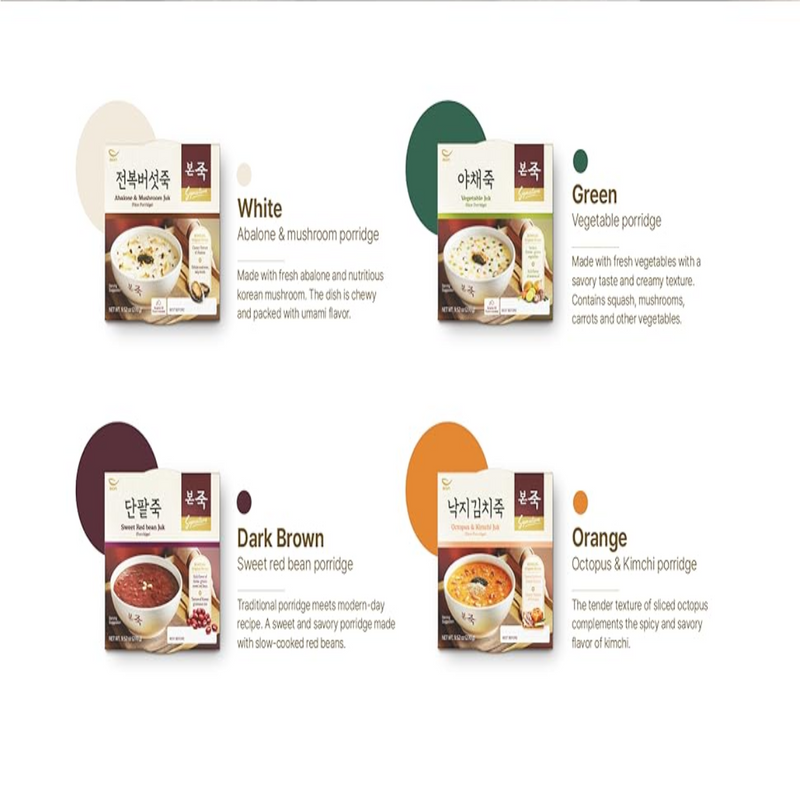 BONJUK 6 Pack Bundle Set (3 x Sweet Red Bean, 3 x Sweet Pumpkin) - Ready to eat meal (300gx6), Easy to prepare porridge pouch