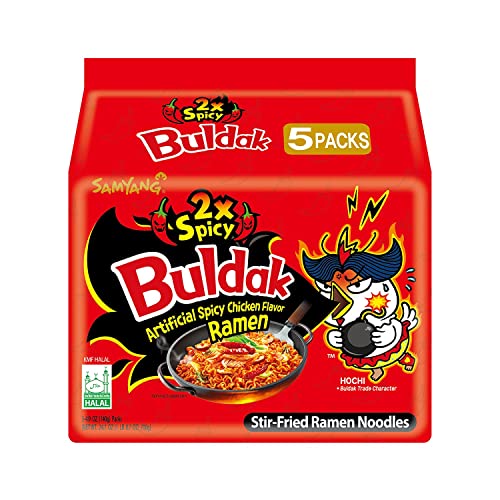 Samyang Buldak Jjajang Korean Spicy Hot Chicken Stir-Fried Noodles 4.94oz (Pack of 5)