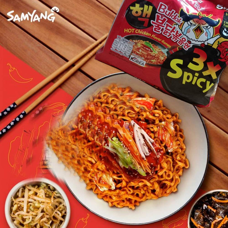 Samyang Buldak Jjajang Korean Spicy Hot Chicken Stir-Fried Noodles 4.94oz (Pack of 5)