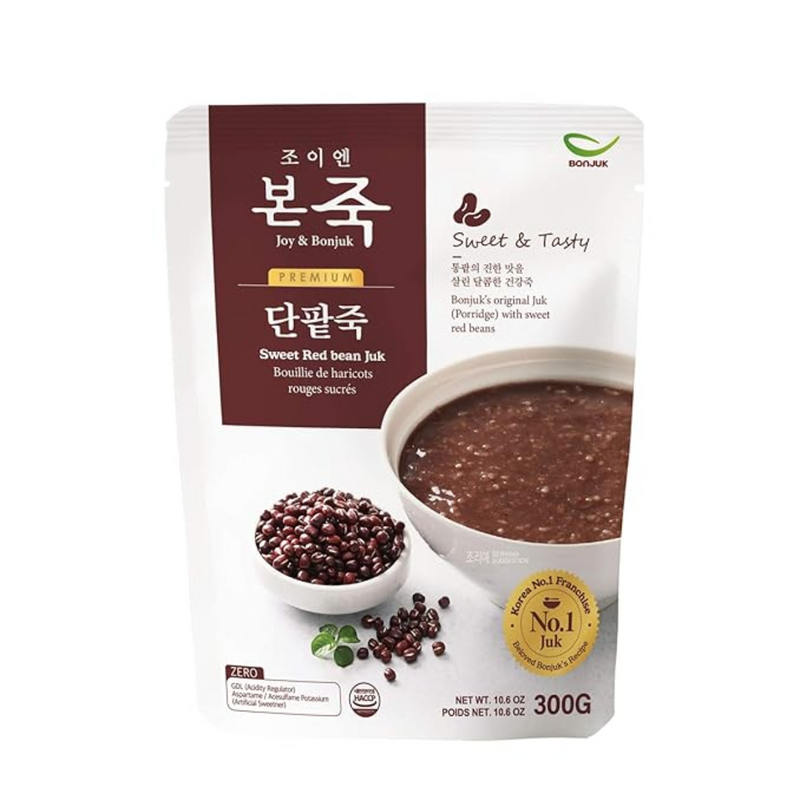 BONJUK 6 Pack Bundle Set (3 x Sweet Red Bean, 3 x Sweet Pumpkin) - Ready to eat meal (300gx6), Easy to prepare porridge pouch