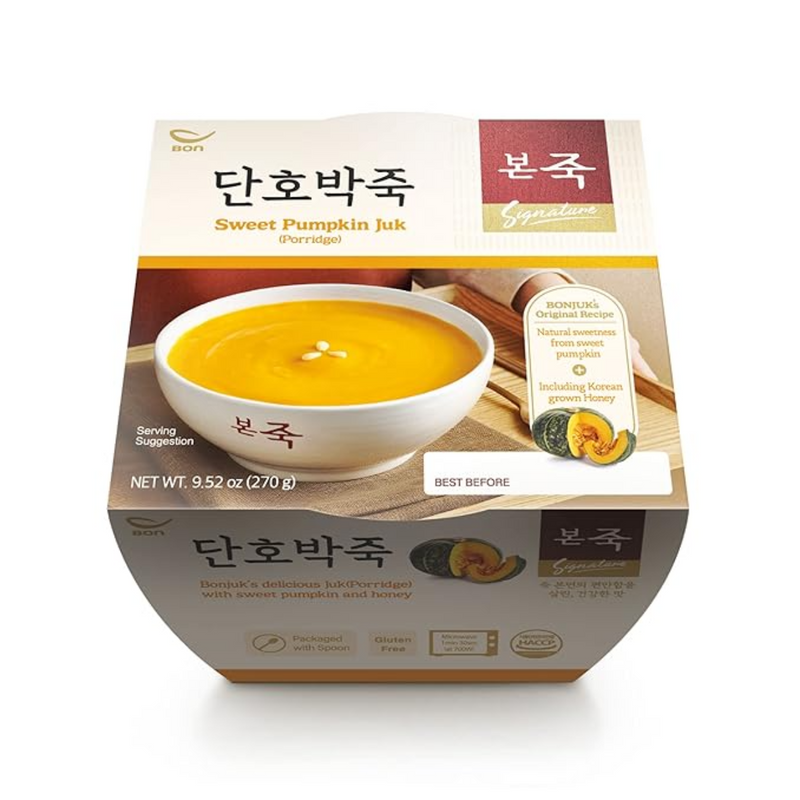 BONJUK Sweet Pumpkin Juk(Porridge) Bowl - Korean soup stew Kfood, Hearty Breakfast Oat Meal – 9.5oz(270g), bowl type