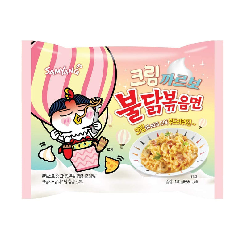 SAMYANG Buldak Chicken Flavor Ramen Noodles Multi Cream Carbonara Multipack 삼양 불닭볶음면 멀티 크림 까르보나라 (153g) (Pack of 5)